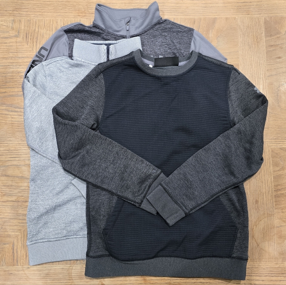 Three (3) UNDER ARMOUR Black and Gray Tops Size YLG